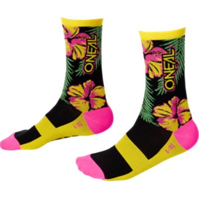 Oneal MTB Perfomance Island Socks - Pink/Green/Yellow - 43/46