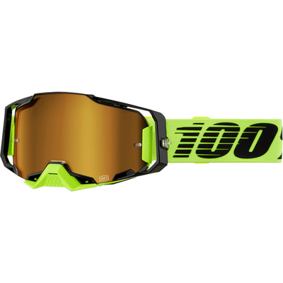 100% Armega Goggle - Neon Yellow - Mirror Gold Lens