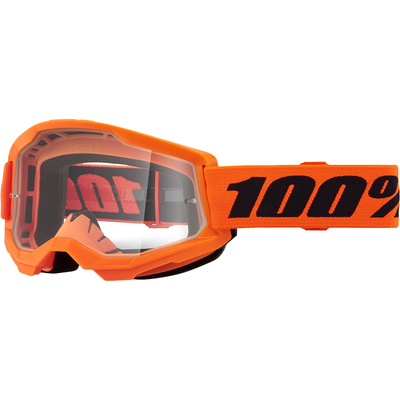 100% Strata2 Goggle - Neon Orange - Clear Lens