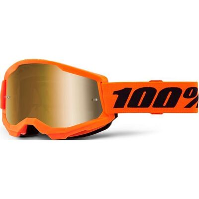 100% Strata2 Goggle -Neon Orange - Mirror Gold Lens