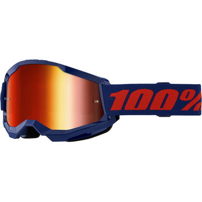 100% Strata2 Goggle - Navy - Mirror Red Lens