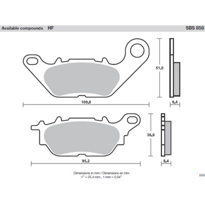 SBS 858Hf Front/Rear Pads - Ceramic Street