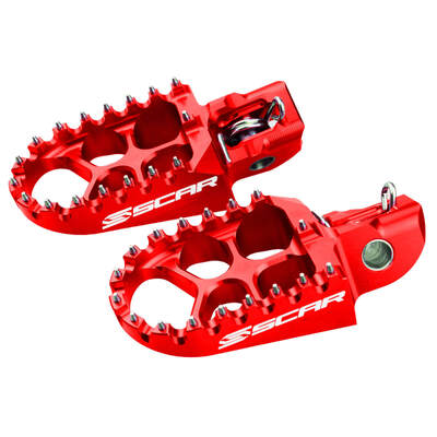 SCAR Evo Red Footpegs Honda CR-CRF-CRFX 02-22 / Kawasaki KXF250-450 06-22 - 57mm Wide