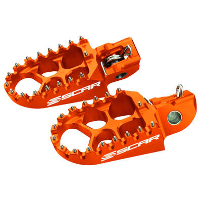 SCAR Evo Orange Footpegs KTM SX-SXF-EXCF 1998-15 / Husky TC-TE-FC-FE 2014-15 - 57mm Wide