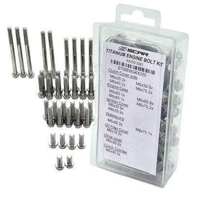 SCAR Titanium Engine Bolt Kit Kawasaki KX250F 2021-2022 - 43 Pieces