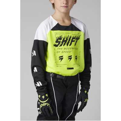 Shift Youth White Label Flame Jersey - Fluro Yellow