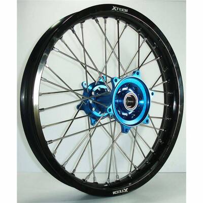 Xtech MX Mini Wheel Front KX85 2001 Up Black Rim Blue Hub Silver Spokes 19 X 1.40