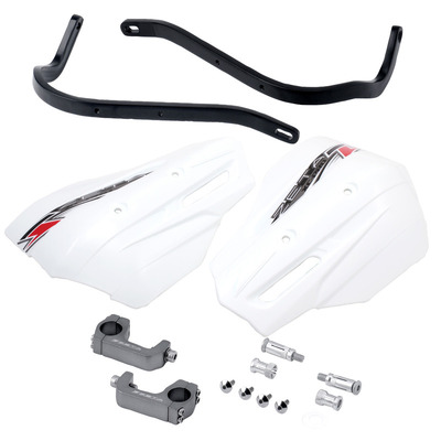 Zeta Handguards Full + Shields - Armour Xc Pro Kit U-Clamp - Taper Bars - White