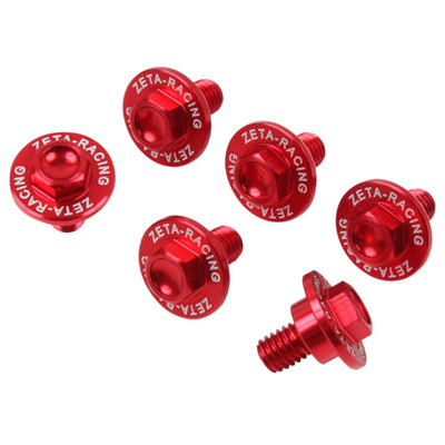 Zeta Fork Guard Bolt Set Alloy - Honda-2 - 6 Pcs -Red