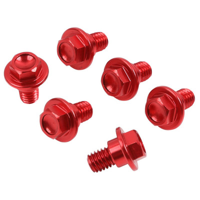 Zeta Fork Guard Bolt Set Alloy - Suzuki - 6 Pcs -Red